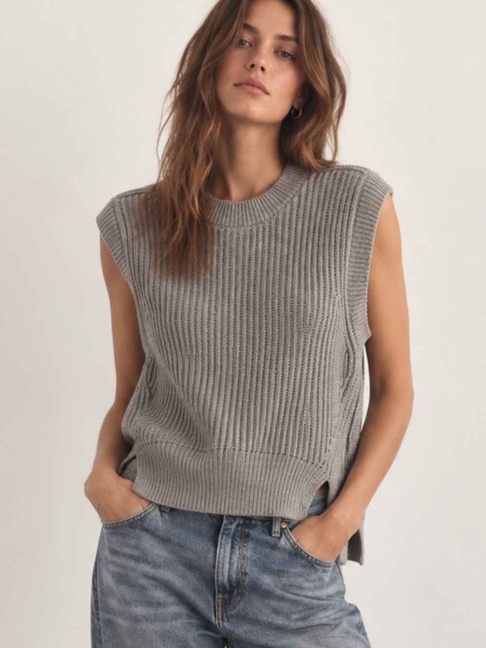 Brochu Walker Cashmere Sweater Vest V Neck Chunky Knit Preppy Minimalist Luxury